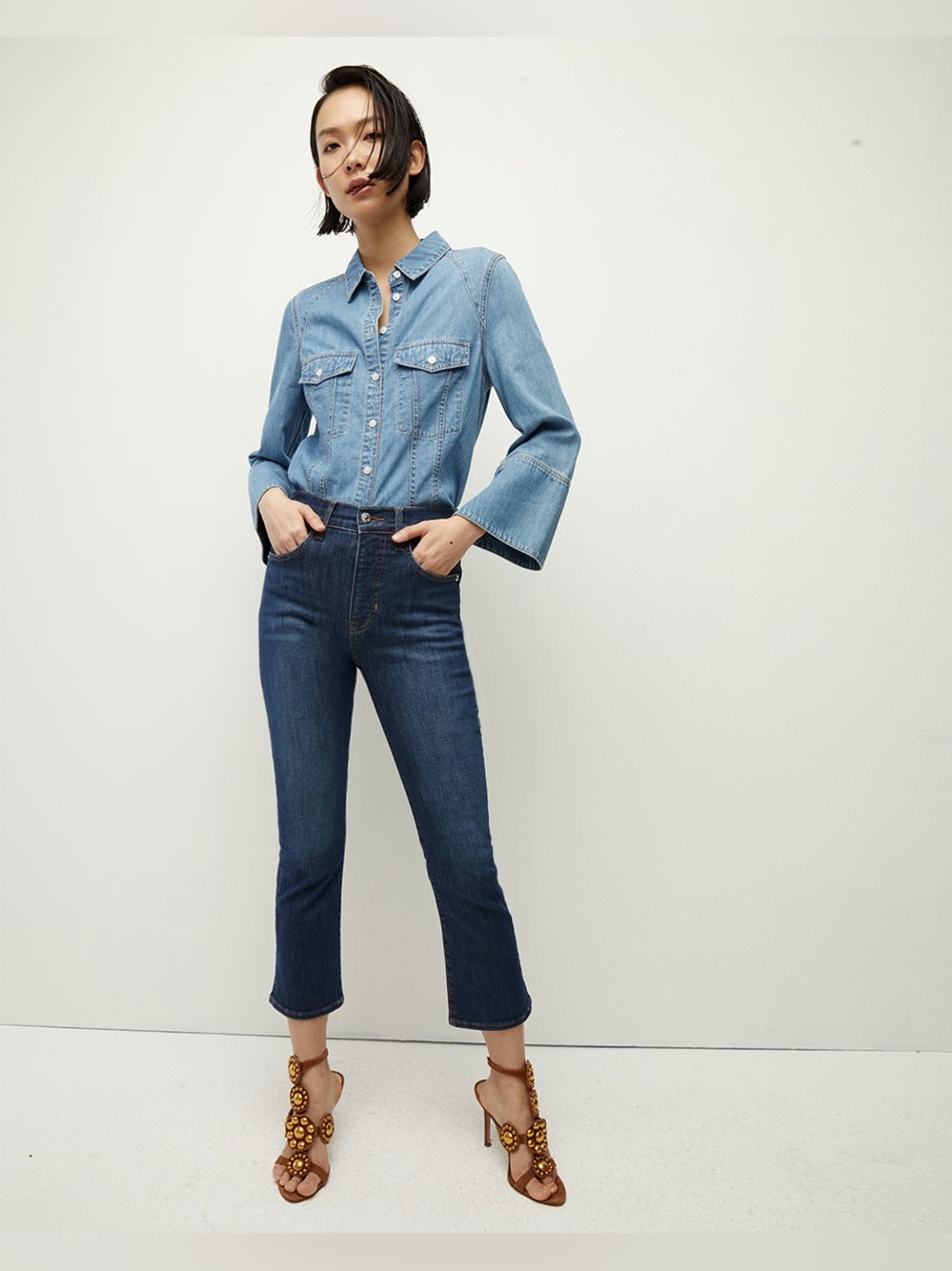 Veronica Beard Carly Kick-Flare High Rise Cropped Jeans Size 26